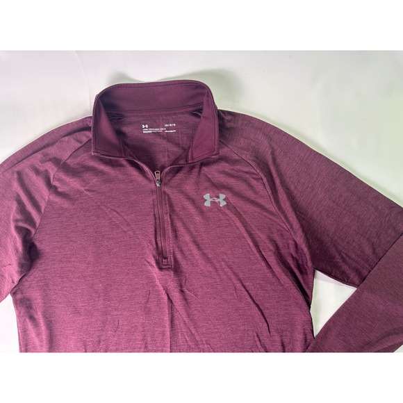 Under Armour HeatGear Men's Burgundy 1/4 Zip Long Sleeve Pullover Top Large - Picture 1 of 8